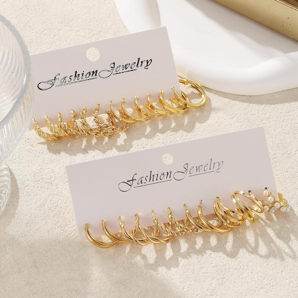 Gold Plated Jewelry Set for Women,14k Gold Plated Multi Layer Necklaces Stackabl - Picture 8 of 9
